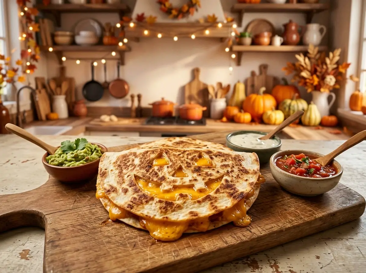 Dudley's Spooky Jack-O'-Lantern Cheese Quesadilla Dunkers